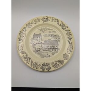 Royal China Bucks County Dinner Plate Yellow Black Primitive Farm Folk Art 10in